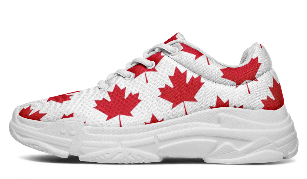 Maple Leaves White Chunky Sneakers - Offbeat Sweetie