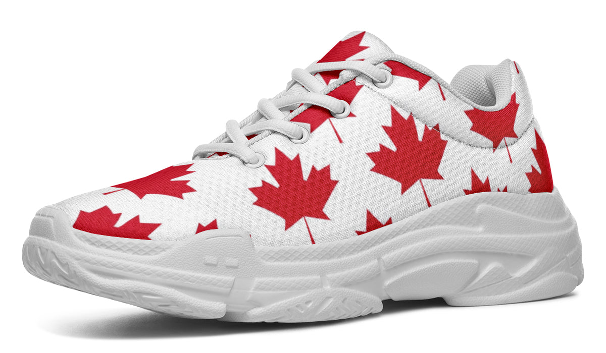 Maple Leaves White Chunky Sneakers - Offbeat Sweetie