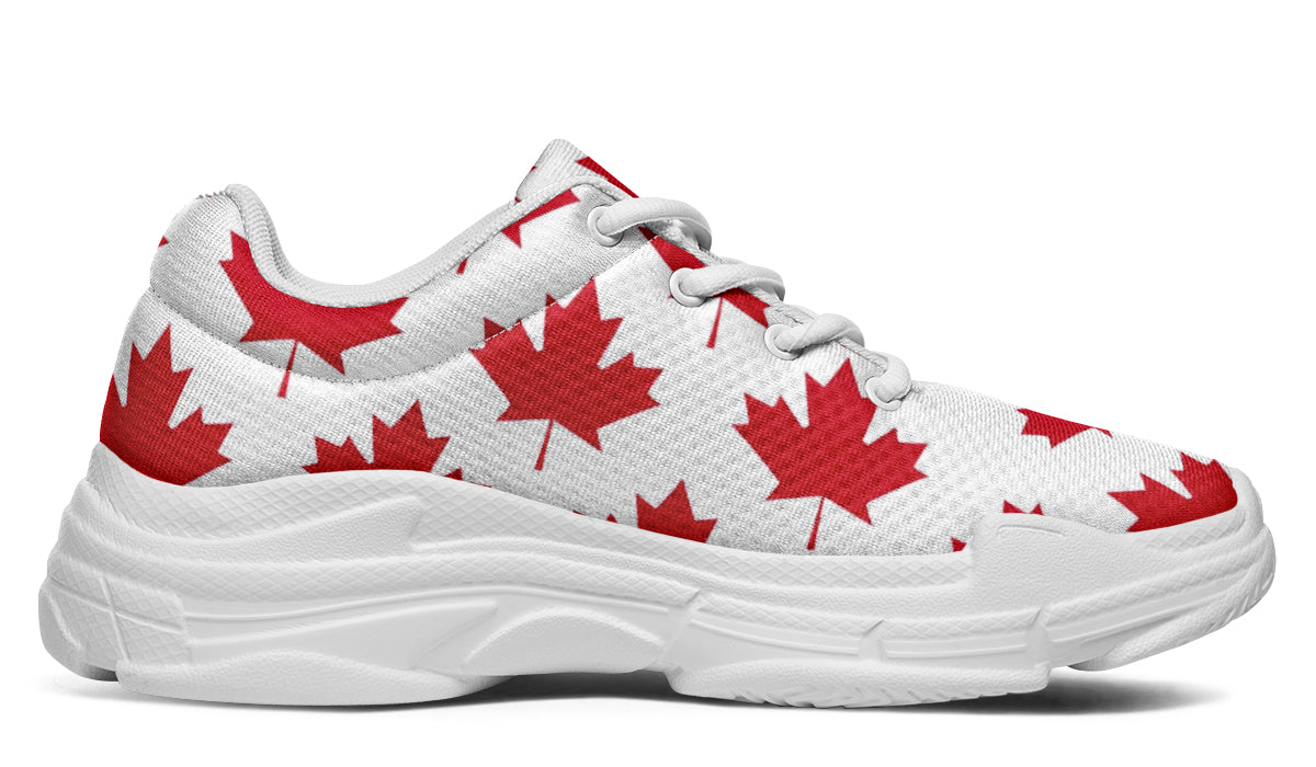 Maple Leaves White Chunky Sneakers - Offbeat Sweetie