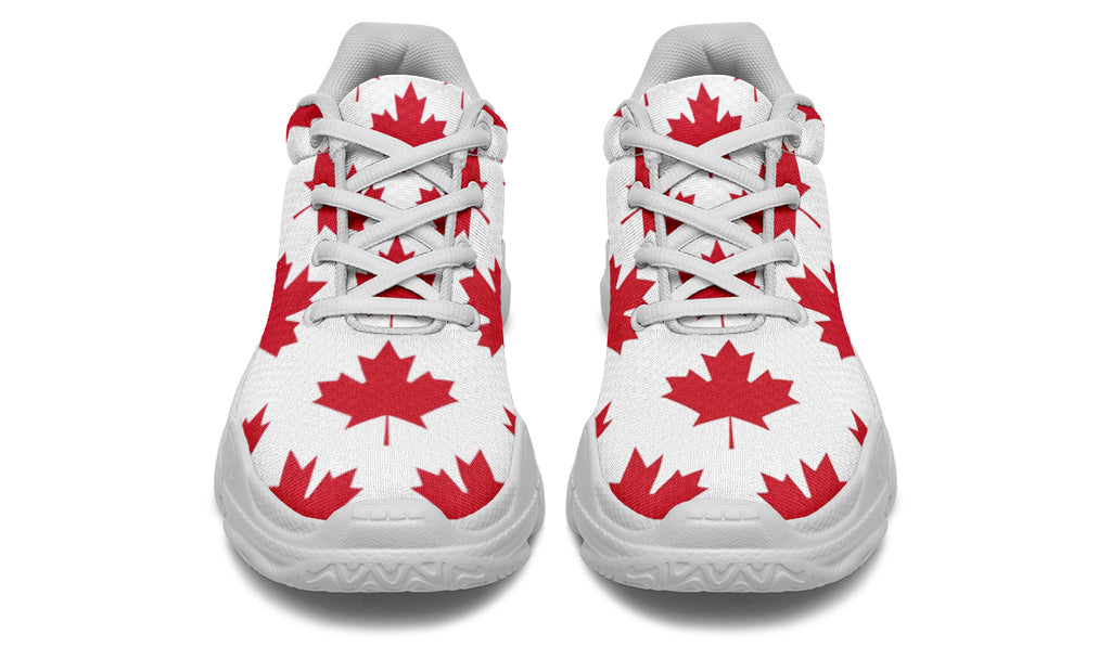 Maple Leaves White Chunky Sneakers - Offbeat Sweetie