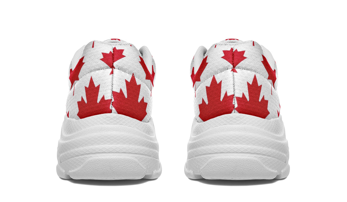 Maple Leaves White Chunky Sneakers - Offbeat Sweetie