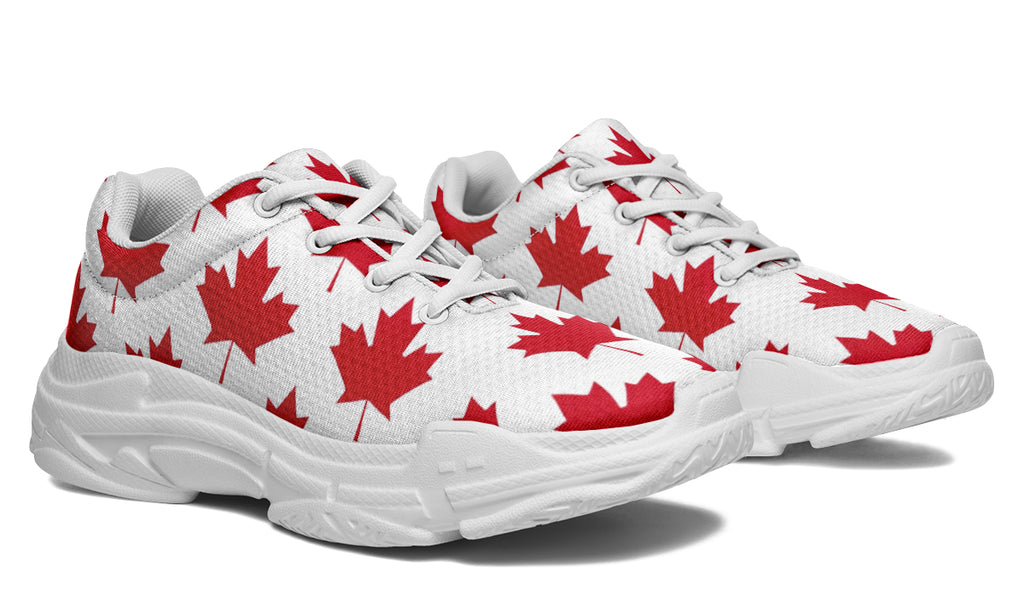 Maple Leaves White Chunky Sneakers - Offbeat Sweetie