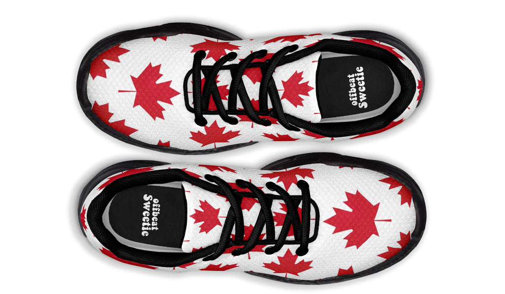 Maple Leaves White Chunky Sneakers - Offbeat Sweetie