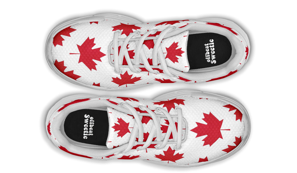 Maple Leaves White Chunky Sneakers - Offbeat Sweetie