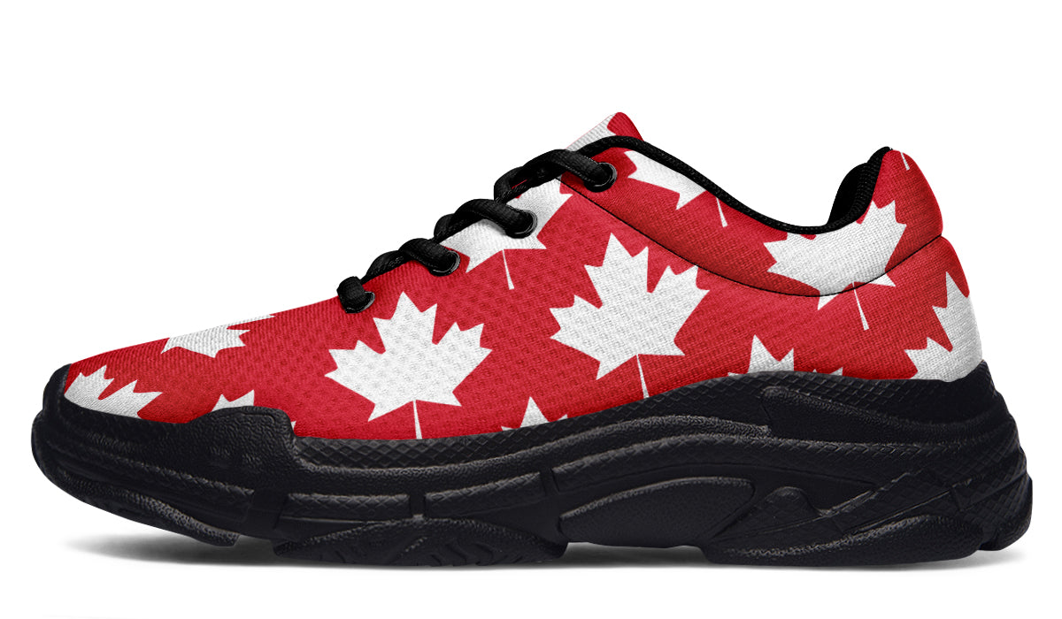 Maple Leaves Red Chunky Sneakers - Offbeat Sweetie
