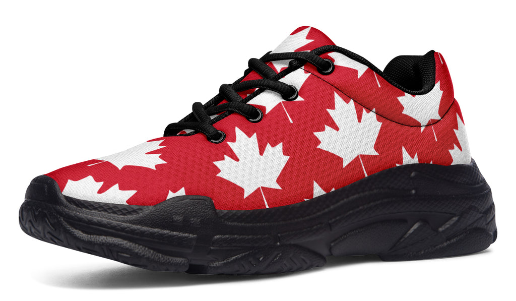 Maple Leaves Red Chunky Sneakers - Offbeat Sweetie