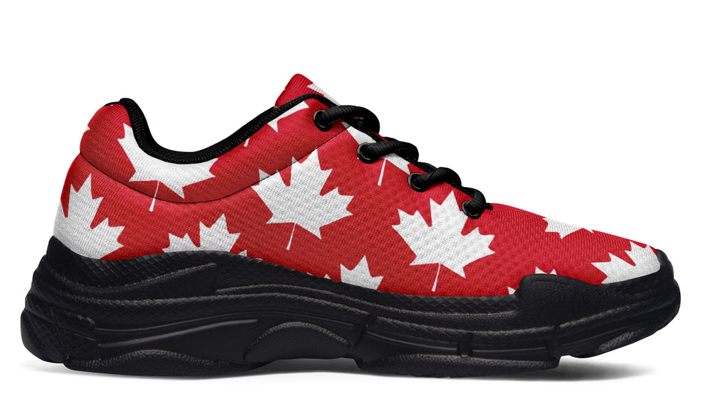 Maple Leaves Red Chunky Sneakers - Offbeat Sweetie