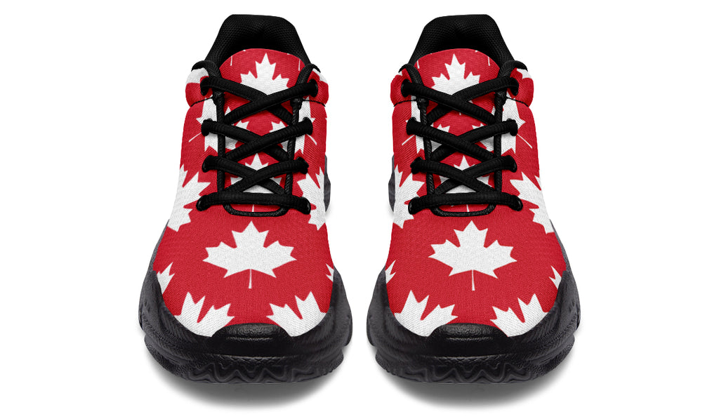Maple Leaves Red Chunky Sneakers - Offbeat Sweetie