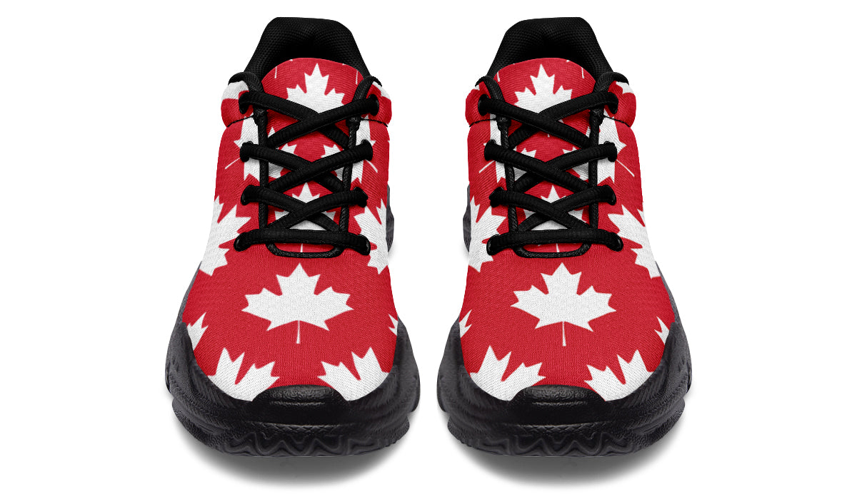 Maple Leaves Red Chunky Sneakers - Offbeat Sweetie