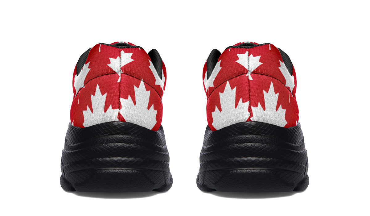 Maple Leaves Red Chunky Sneakers - Offbeat Sweetie