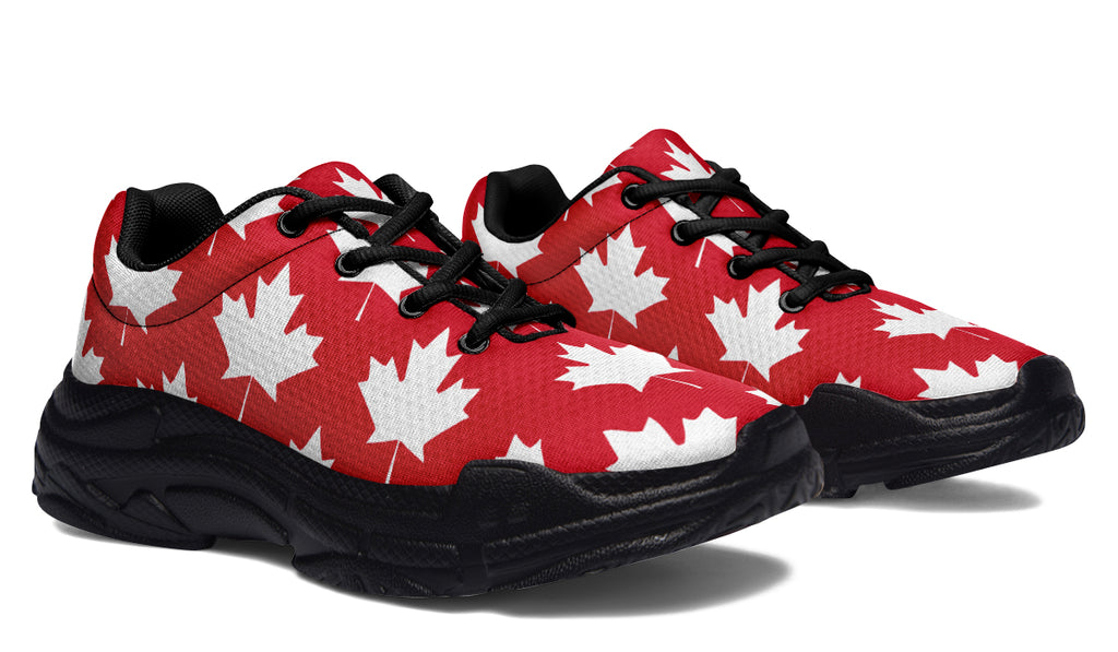 Maple Leaves Red Chunky Sneakers - Offbeat Sweetie