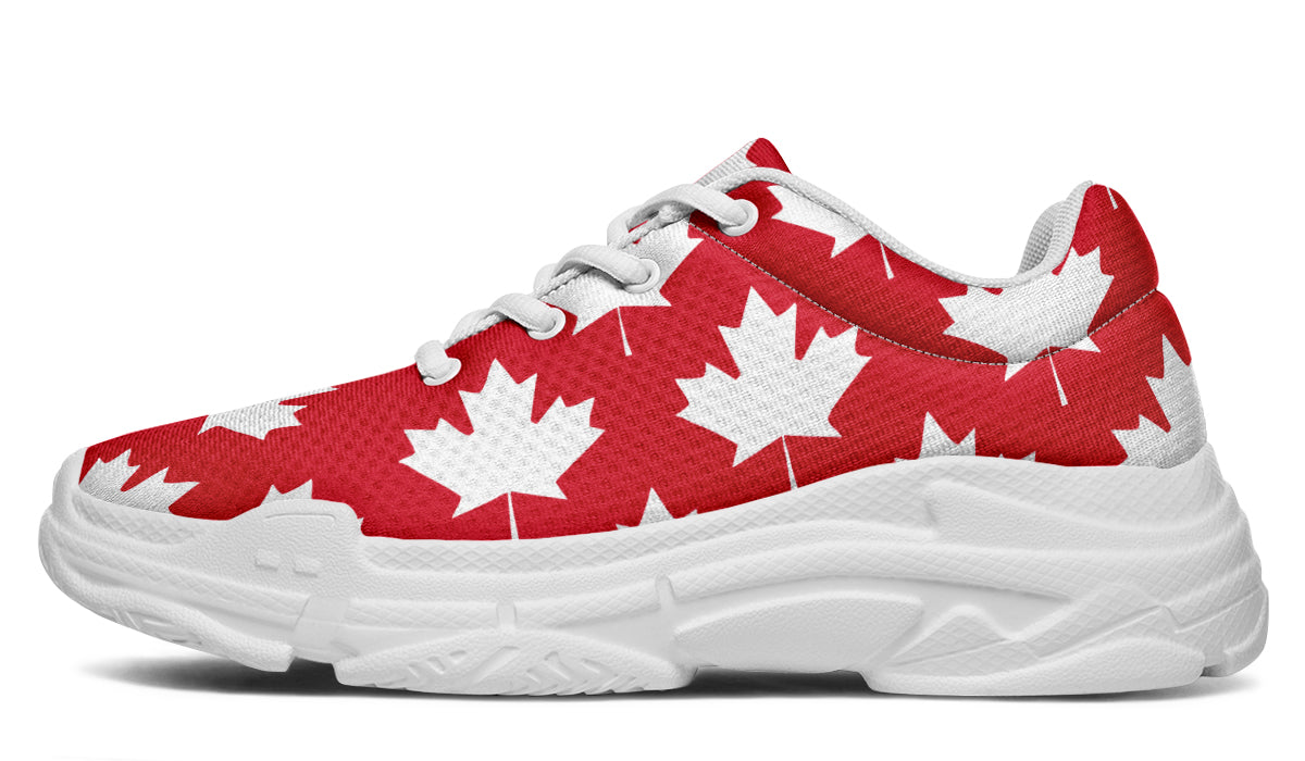 Maple Leaves Red Chunky Sneakers - Offbeat Sweetie
