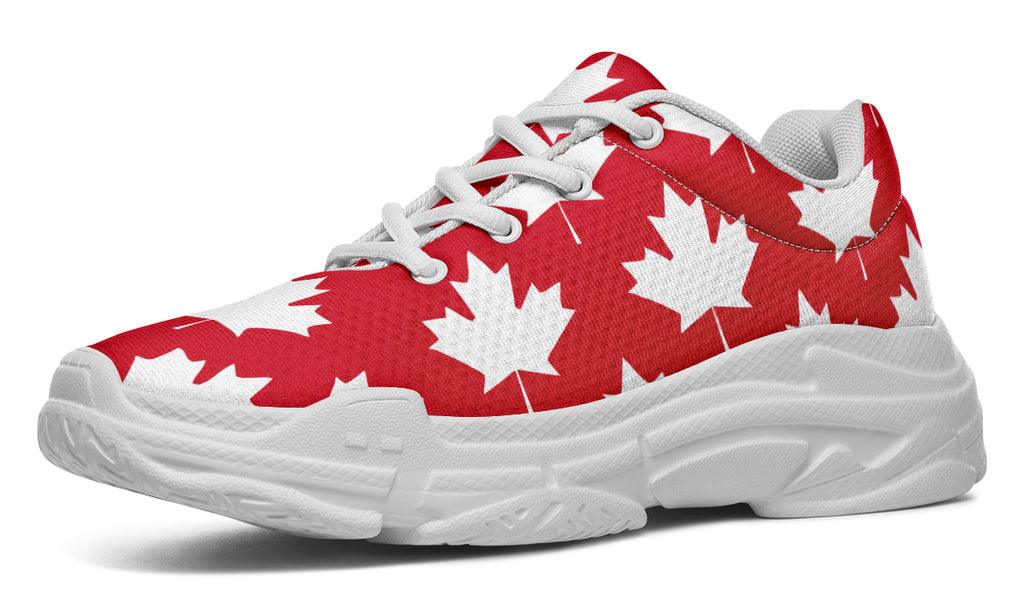 Maple Leaves Red Chunky Sneakers - Offbeat Sweetie