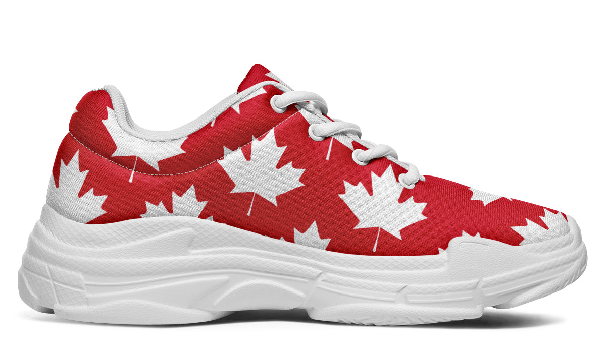 Maple Leaves Red Chunky Sneakers - Offbeat Sweetie