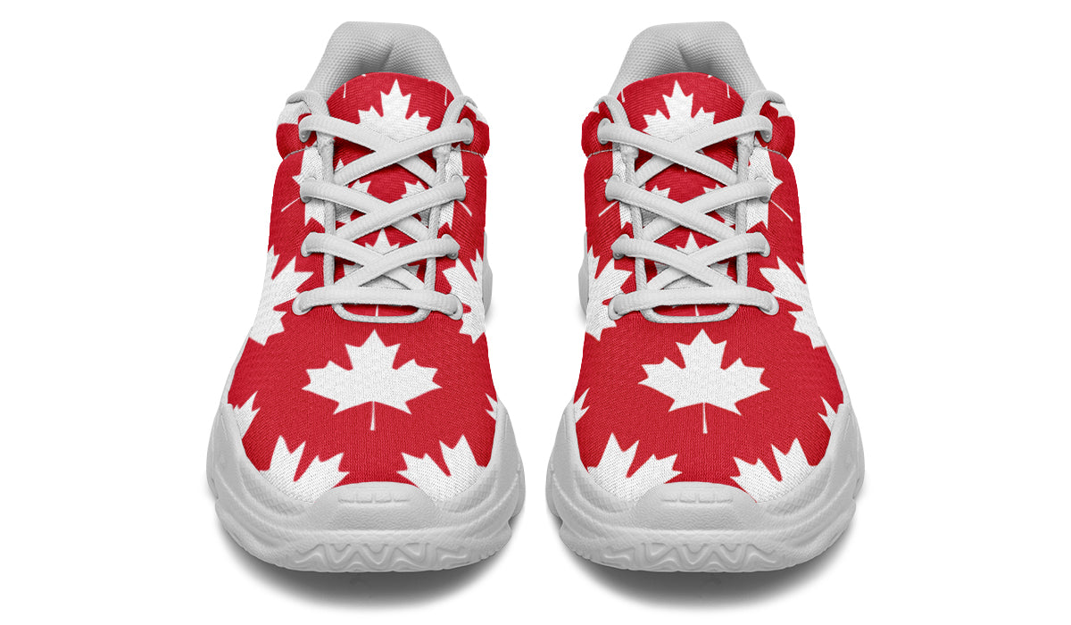 Maple Leaves Red Chunky Sneakers - Offbeat Sweetie
