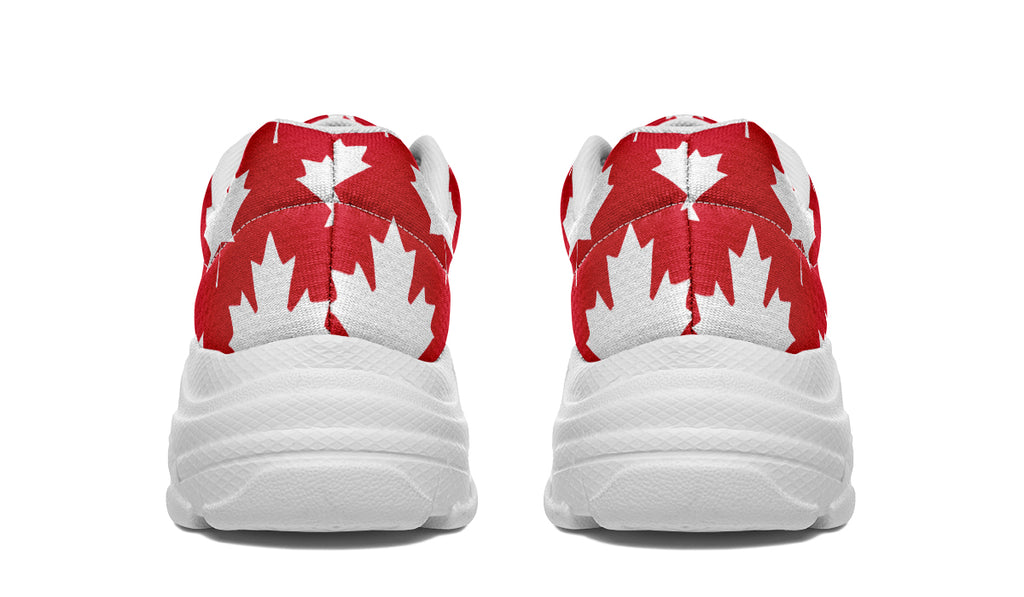 Maple Leaves Red Chunky Sneakers - Offbeat Sweetie