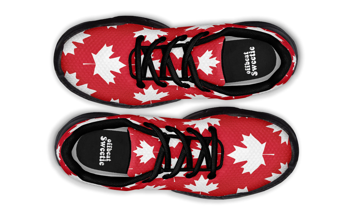Maple Leaves Red Chunky Sneakers - Offbeat Sweetie