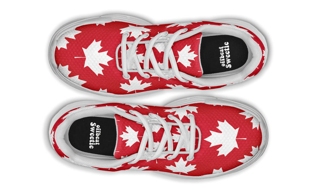 Maple Leaves Red Chunky Sneakers - Offbeat Sweetie