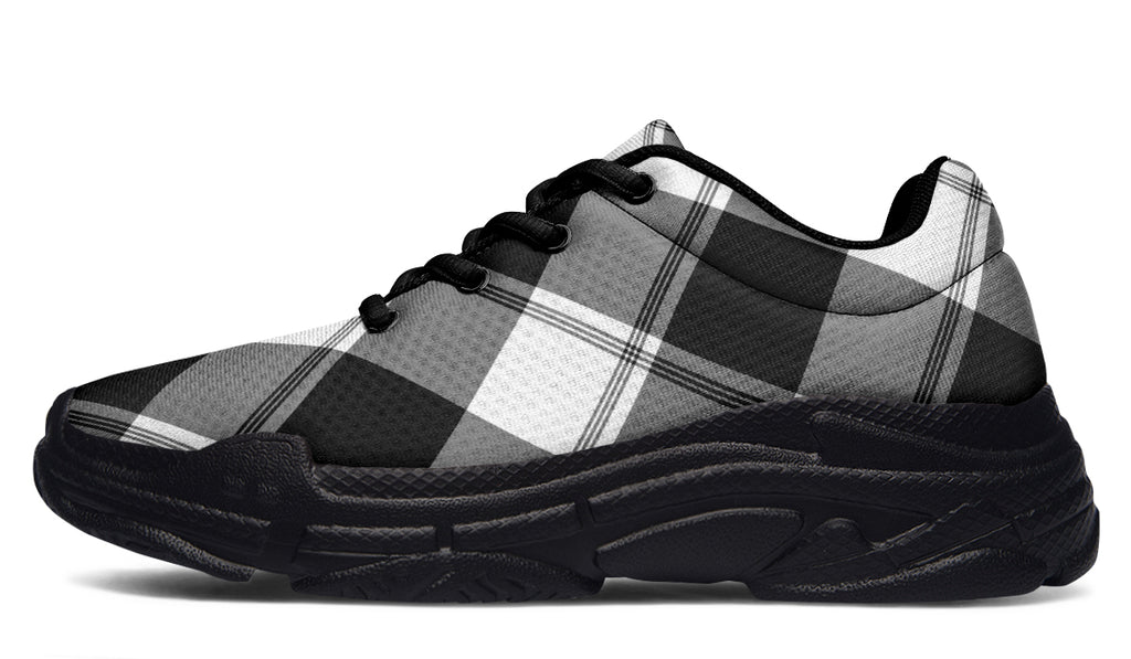 Black And White Plaid Chunky Sneakers