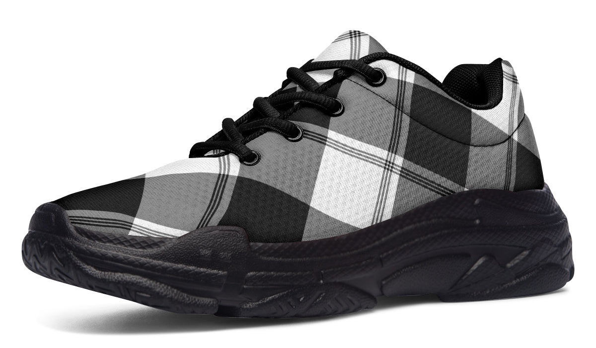 Black And White Plaid Chunky Sneakers
