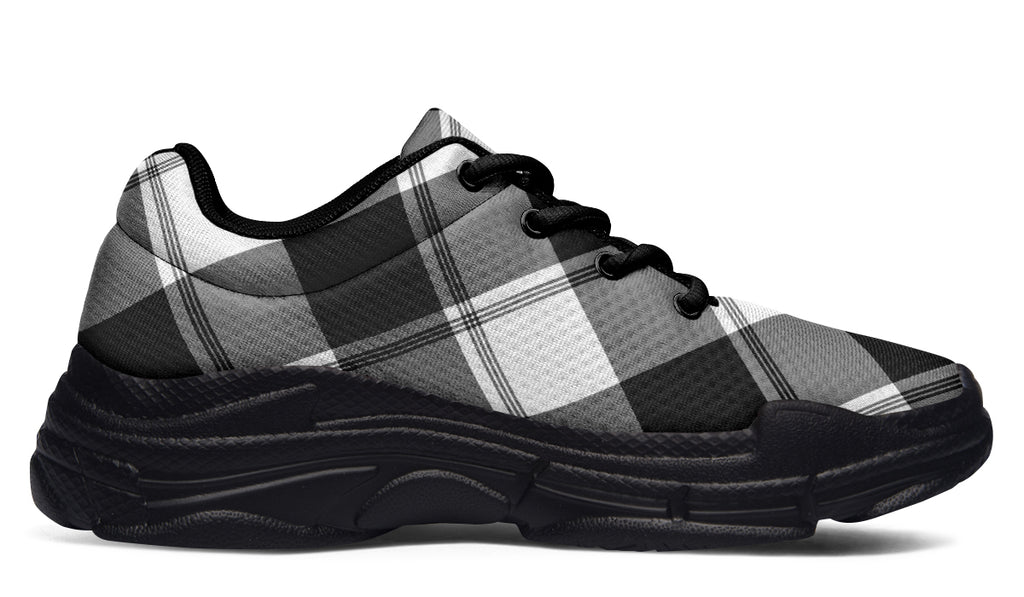 Black And White Plaid Chunky Sneakers