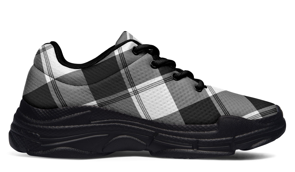 Black And White Plaid Chunky Sneakers
