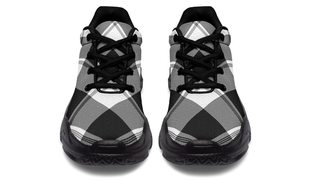 Black And White Plaid Chunky Sneakers