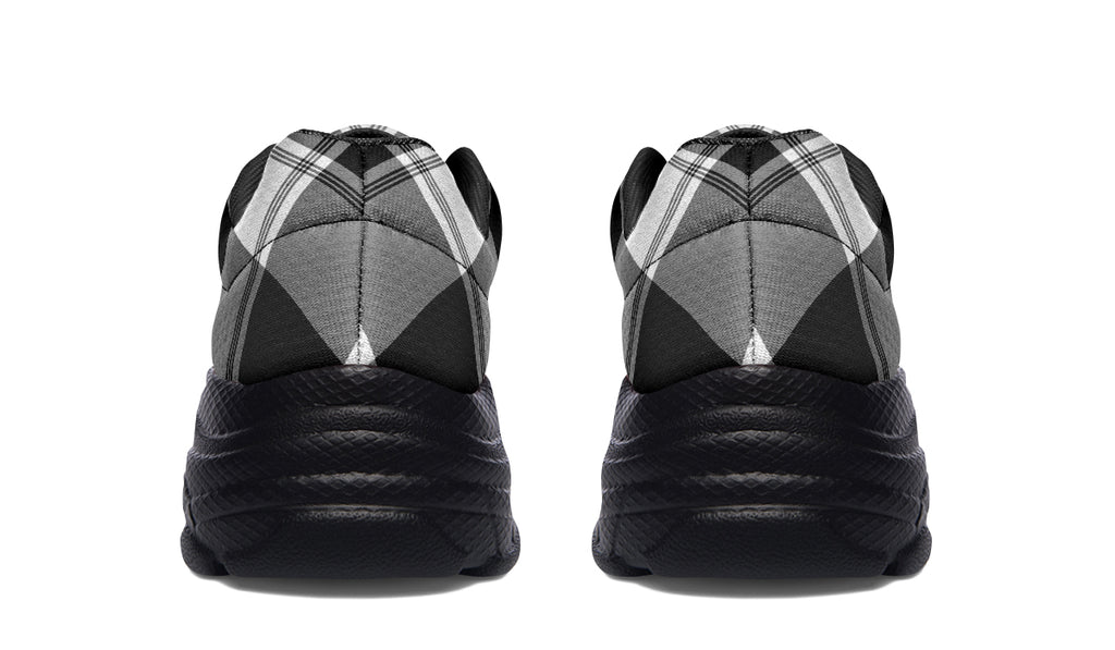 Black And White Plaid Chunky Sneakers
