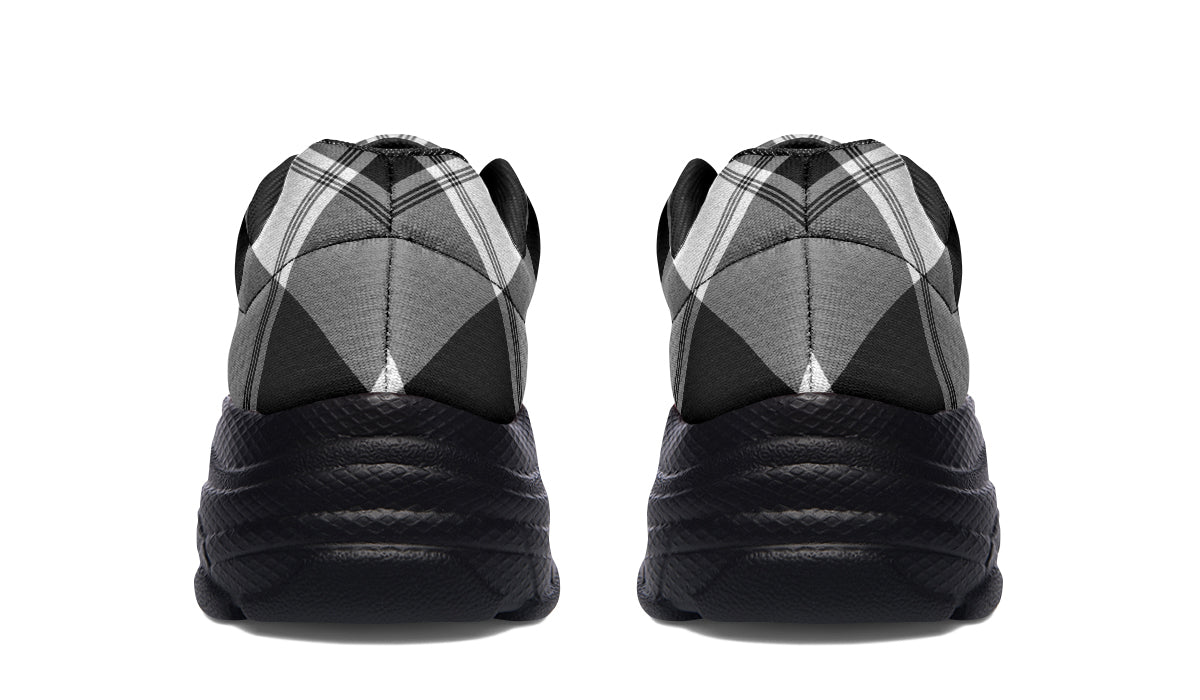 Black And White Plaid Chunky Sneakers