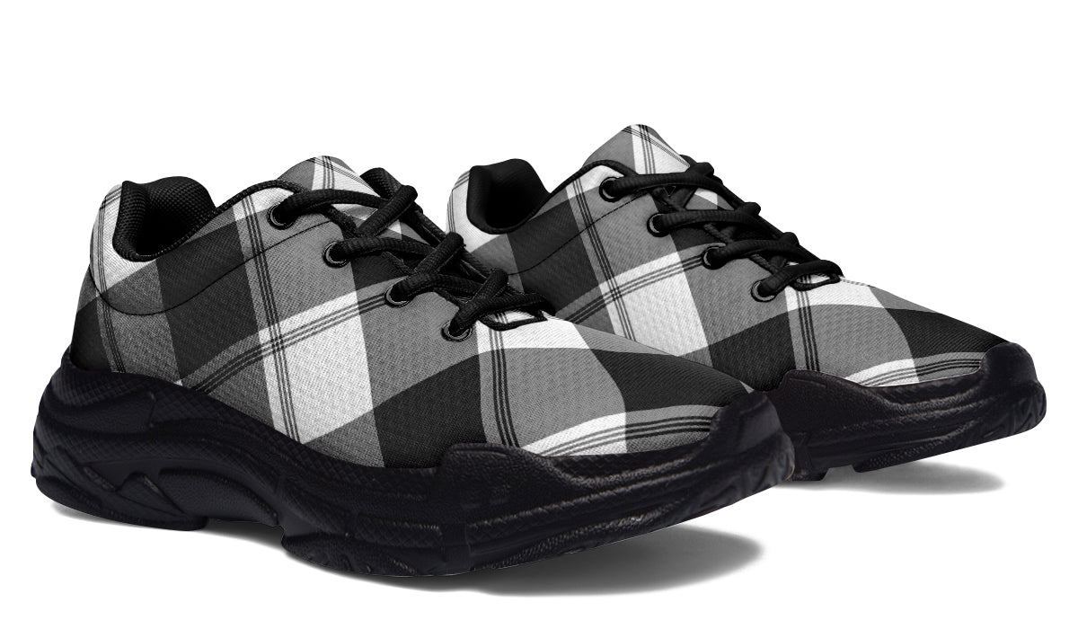 Black And White Plaid Chunky Sneakers