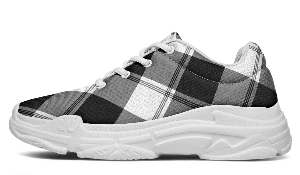 Black And White Plaid Chunky Sneakers