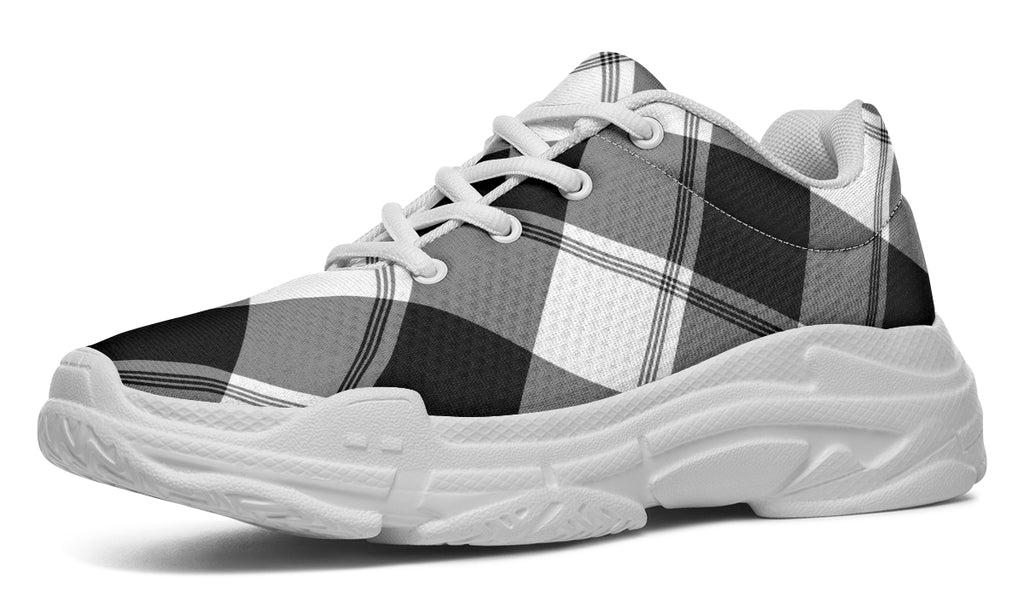 Black And White Plaid Chunky Sneakers