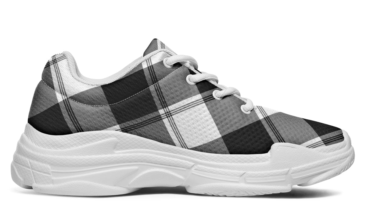 Black And White Plaid Chunky Sneakers