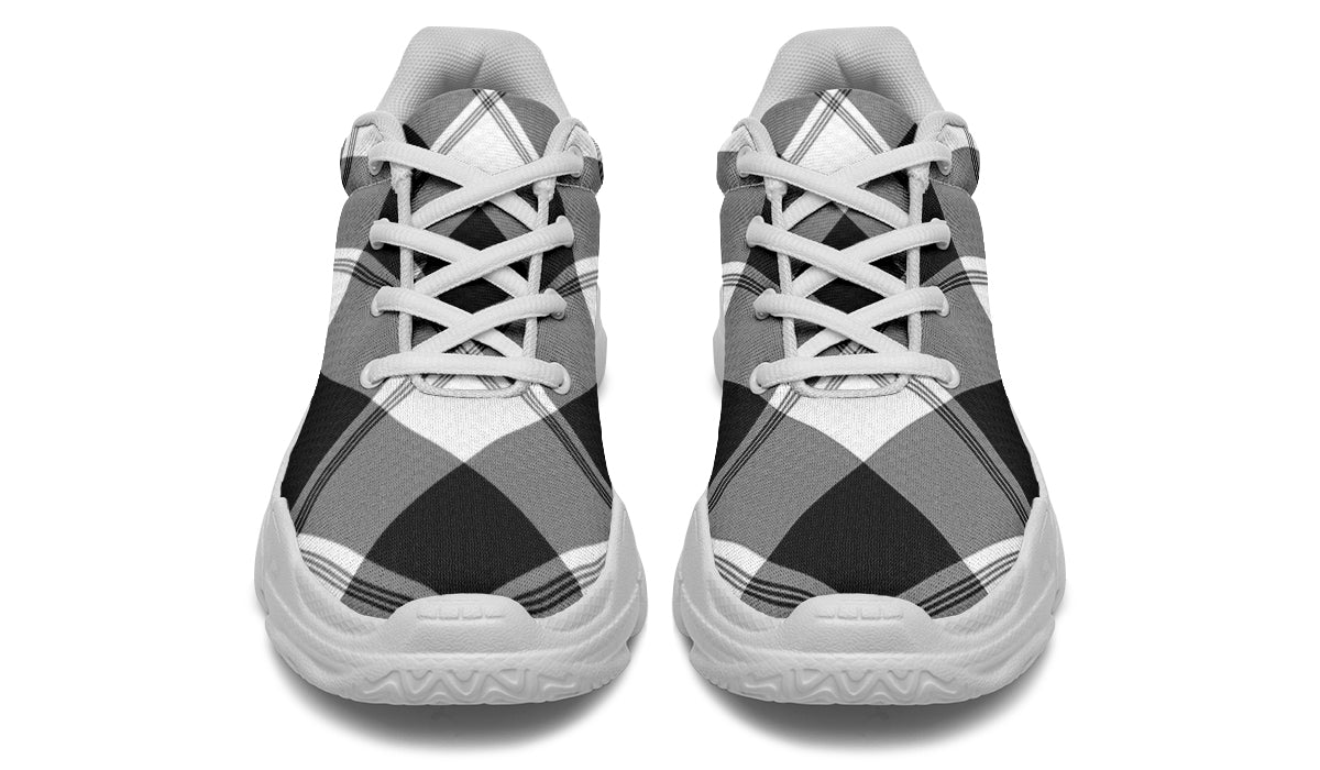 Black And White Plaid Chunky Sneakers