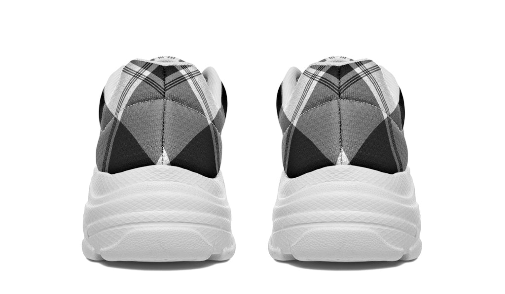 Black And White Plaid Chunky Sneakers