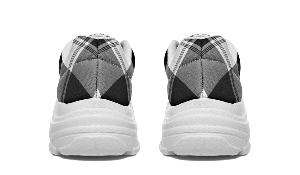 Black And White Plaid Chunky Sneakers