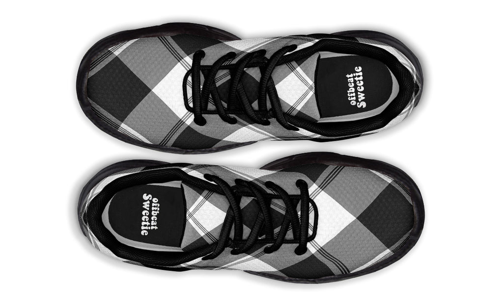 Black And White Plaid Chunky Sneakers