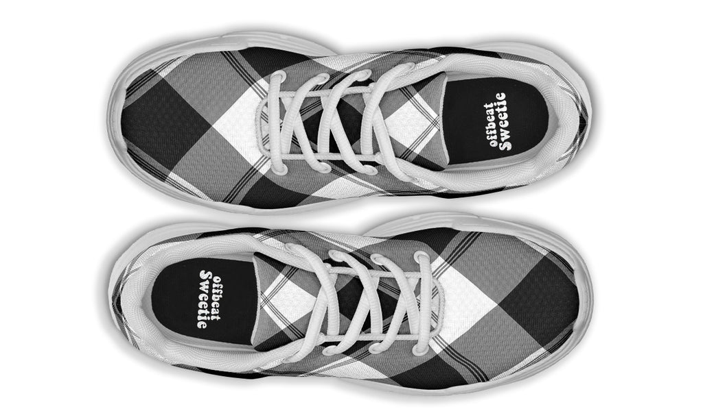 Black And White Plaid Chunky Sneakers
