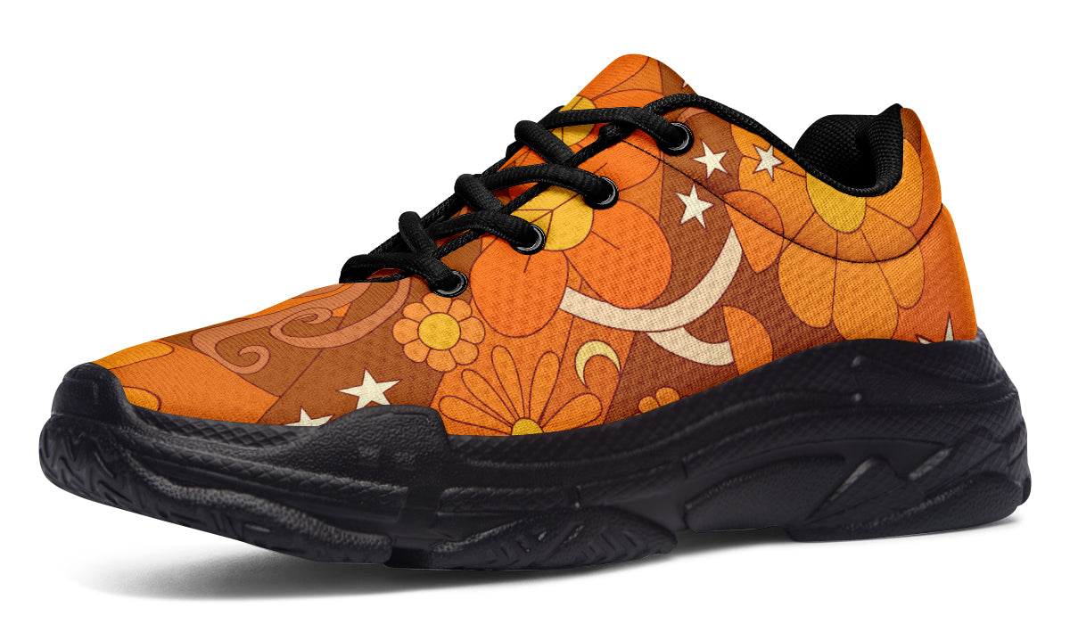Molly's Mismatched Retro Daisies Chunky Sneakers - Offbeat Sweetie