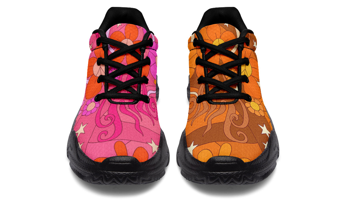Molly's Mismatched Retro Daisies Chunky Sneakers - Offbeat Sweetie