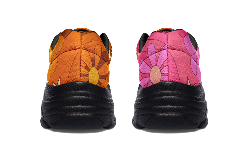 Molly's Mismatched Retro Daisies Chunky Sneakers - Offbeat Sweetie