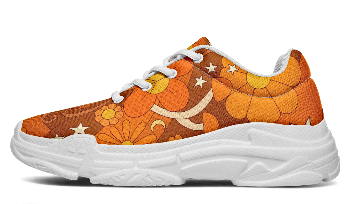 Molly's Mismatched Retro Daisies Chunky Sneakers - Offbeat Sweetie