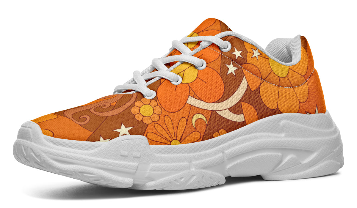 Molly's Mismatched Retro Daisies Chunky Sneakers - Offbeat Sweetie