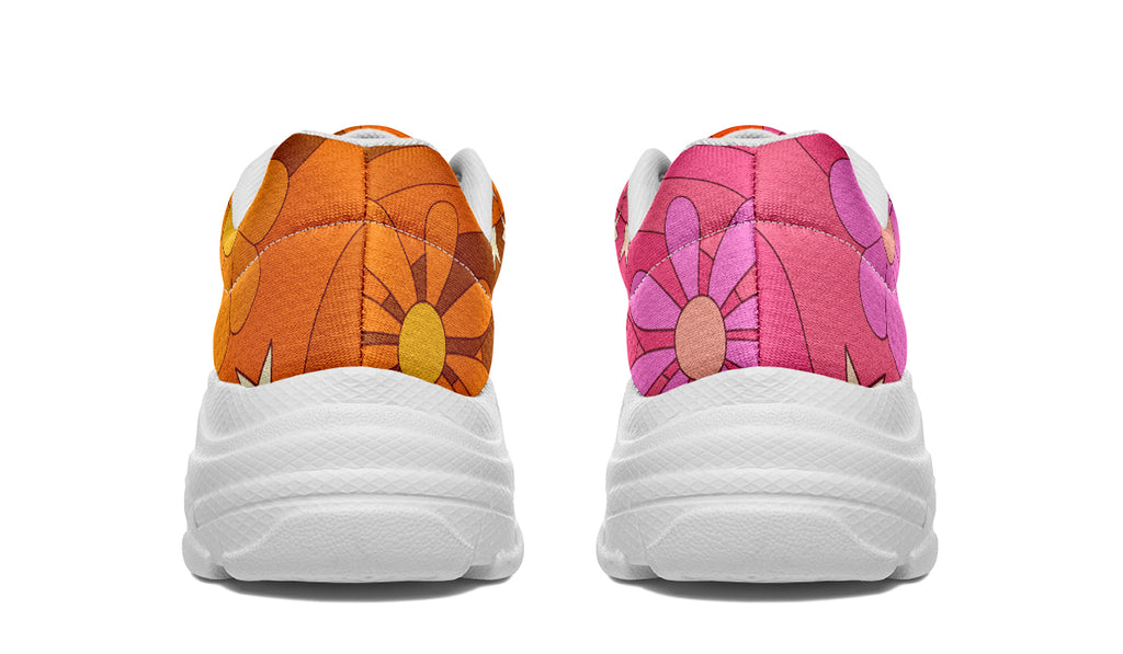 Molly's Mismatched Retro Daisies Chunky Sneakers - Offbeat Sweetie