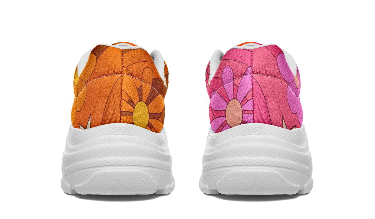 Molly's Mismatched Retro Daisies Chunky Sneakers - Offbeat Sweetie