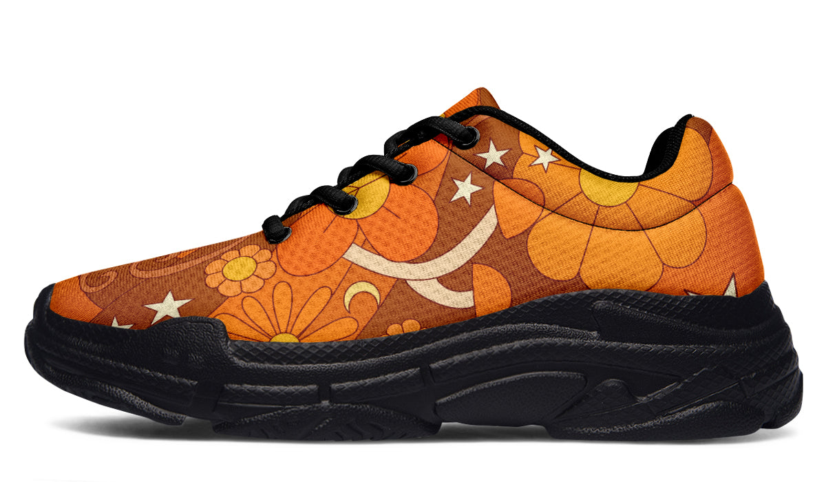 Molly's Orange Retro Daisies Chunky Sneakers