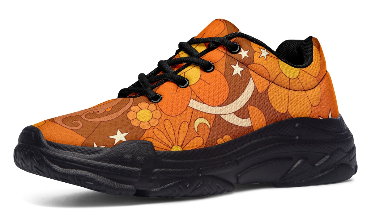 Molly's Orange Retro Daisies Chunky Sneakers