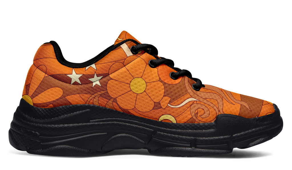 Molly's Orange Retro Daisies Chunky Sneakers