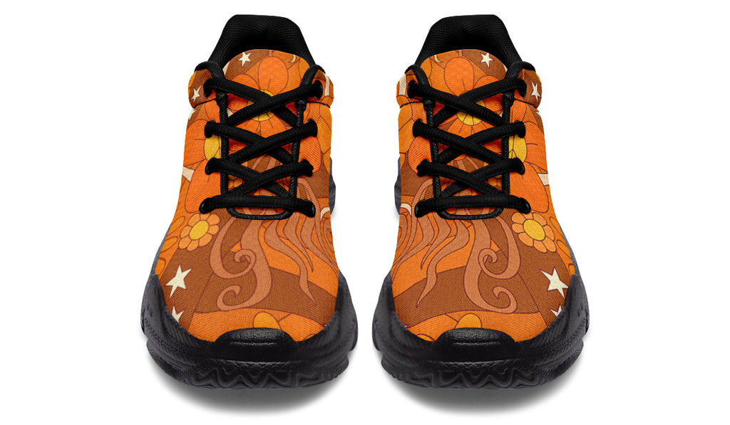 Molly's Orange Retro Daisies Chunky Sneakers