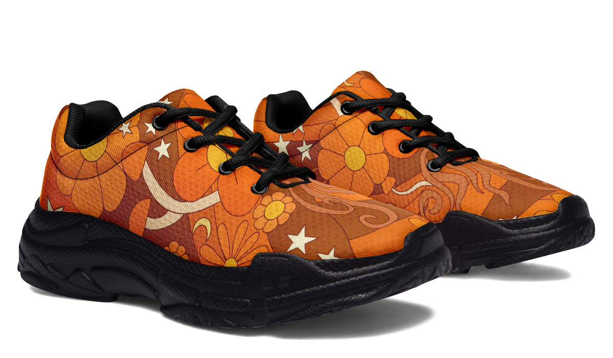 Molly's Orange Retro Daisies Chunky Sneakers